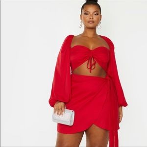 PRETTYLITTLETHING Red Mini Wrap Dress